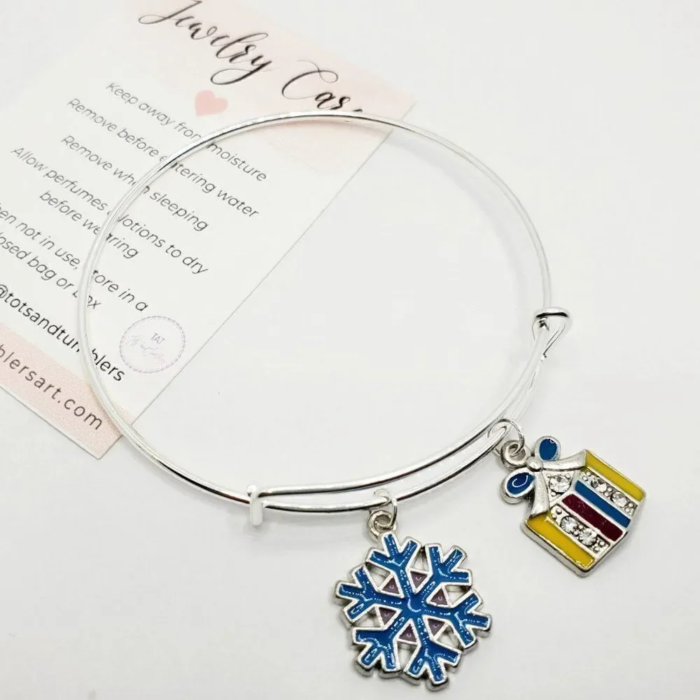 Silver Christmas Present Charm Bracelet